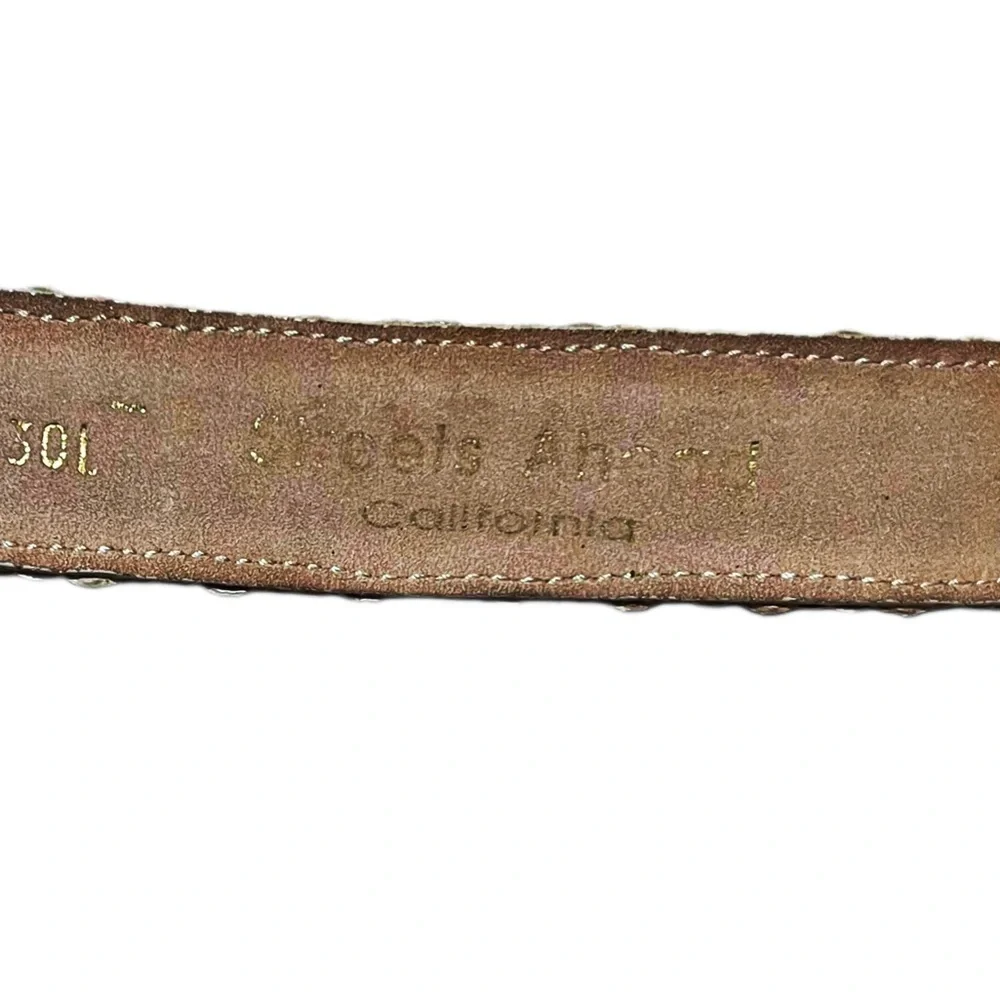Street Ahead Tan & Brown Woven Belt with Silver Etched Buckle Sz 32”